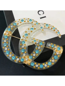 Gucci Resin Double G Brooch with Crystals 566935 2019