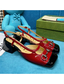 Gucci Patent Calfskin Slingback Pumps 2.5cm with Horsebit Red 2021