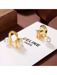 Celine Crystal Stud Earrings Gold 2021 10