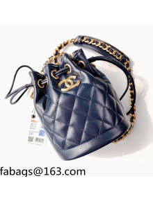 Chanel Calfskin Small Bucket Bag AS2716 Navy Blue 2021