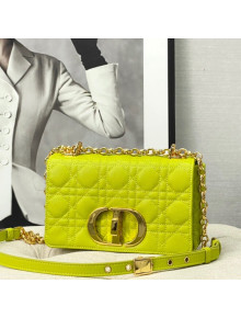 Dior Small Caro Chain Bag in Soft Cannage Calfskin Neon Green 2022