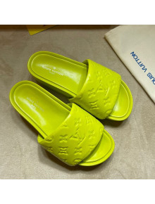 Louis Vuitton Jumbo Monogram Leather Flatform Slide Sandals Yellow 2021