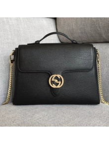 Gucci GG Leather Large Top Handle Bag 510306 Black 2018