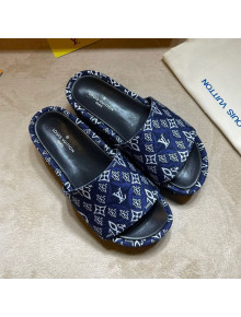 Louis Vuitton Jumbo Since 1854 Flatform Slide Sandals Blue 2021