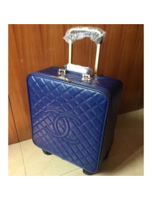 Chanel CC Quilting Trolley Luggage Bag 15 Inch Blue 2018