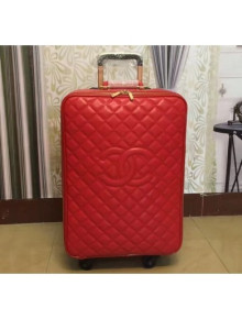 Chanel CC Quilting Trolley Luggage Bag Red 2018