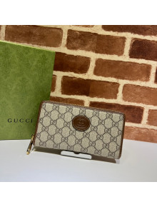 Gucci GG Canvas Zip Around Wallet with Interlocking G ‎673003 Beige/Brown 2022