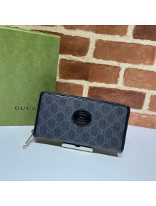 Gucci GG Canvas Zip Around Wallet with Interlocking G ‎673003 Black 2022