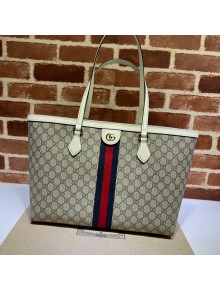 Gucci Ophidia GG Canvas Medium Tote Bag with Web 631685 Beige/White 2021