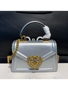 Dolce&Gabbana Small Devotion Metallic Leather Top Handle Bag Silver 2019