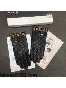 Chanel Lambskin Chain Gloves Black 2021 102917