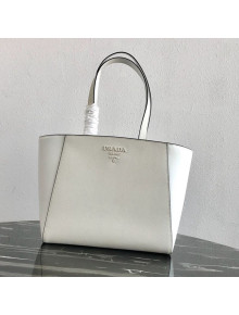 Prada Saffian Calfskin Tote Bag 1BG288 White 2019