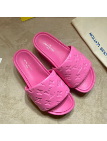 Louis Vuitton Jumbo Monogram Leather Flatform Slide Sandals Pink 2021