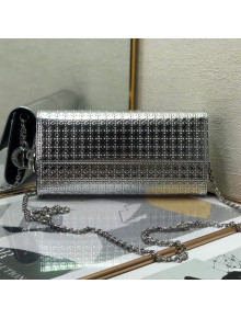 Dior Lady Dior Metallic Long Wallet on Chain WOC Silver 2022 2251