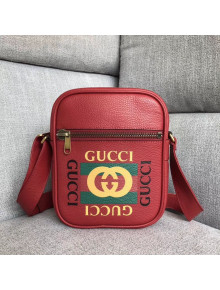 Gucci Leather Print Messenger Bag ‎523591 Red 2018