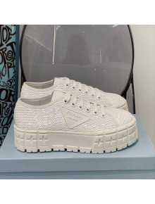 Prada Double Wheel Sequin Sneakers White 2021 112409