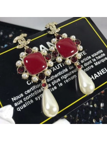 Chanel Red Stone Earrings 2020