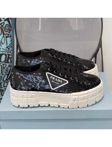 Prada Double Wheel Sequin Sneakers Black 2021 112409