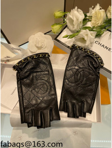 Chanel Lambskin Chain Gloves Black 2021 102924