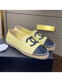 Chanel CC Lambskin Espadrilles Yellow 2021 01