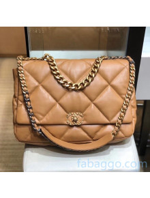 Chanel Quilted Goatskin Chanel 19 Maxi Flap Bag AS1162 Dark Beige 2020 Top Quality