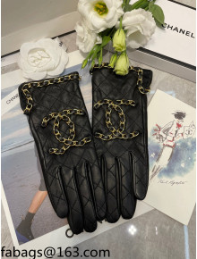 Chanel Lambskin Chain Gloves Black 2021 102926