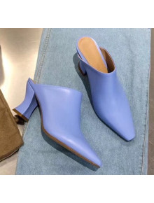 Bottega Veneta Lambskin ALMOND MULES with Curved Heel Blue 2020