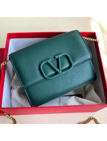 Valentino VLock Grained Calfskin Chain Shoulder Bag 0069 Green 2019