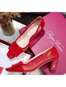 Roger Vivier Patent Calfskin & Mesh Belle Vivier Net Pumps Red 2020