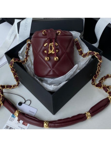 Chanel Lambskin Bucket Clutch with Chain and Rings AP2330 Burgundy 2021