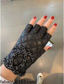 Chanel Lambskin Chain Gloves Black/Silver 2021 102930