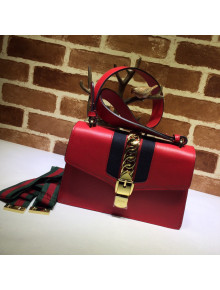 Gucci Sylvie GG Leather Small Shoulder Bag 421882 Red 2021