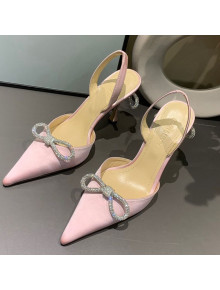 Mach & Mach Silk Crystal Bow Pumps 9cm Light Pink 2021 08