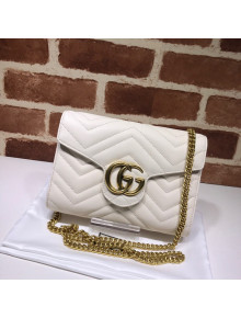 Gucci GG Marmont Matelasse Leather Chain Mini Bag 474575 White 2022