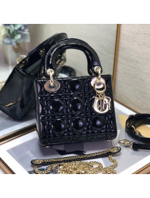 Dior Lady Dior Mini Bag in Patent Leather Black/Gold 2022 8203  