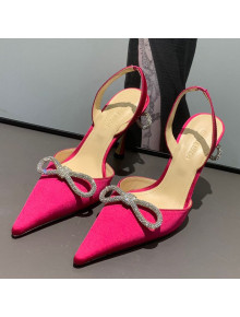 Mach & Mach Silk Crystal Bow Pumps 9cm Hot Pink 2021 09