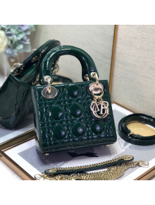 Dior Lady Dior Mini Bag in Patent Leather Dark Green/Gold 2022 8203  