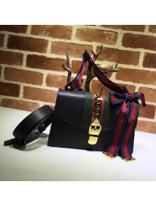 Gucci Sylvie GG Leather Small Shoulder Bag 421882 Black 2021