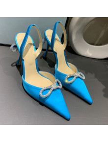 Mach & Mach Silk Crystal Bow Pumps 9cm Blue 2021 10