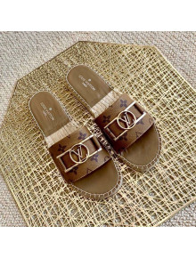 Louis Vuitton Monogram Reverse Canvas Espadrille Slide Sandals with Rectangle LV Buckle 2021