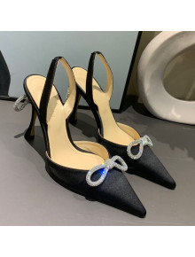 Mach & Mach Silk Crystal Bow Pumps 9cm Black 2021 11