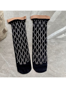 Gucci Black Medium Socks White Crystal 2021