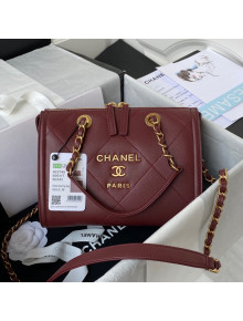 Chanel Calfskin Small Bowling Bag AS2749 Burgundy 2021