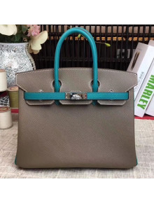 Hermes Original Multicolor Togo Leather Birkin 25/30/35 Handbag Mink/Paon (Gole-tone Hardware)