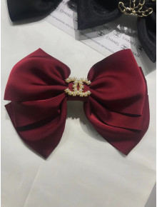 Chanel Bow Headband Hair Accessory Burgundy 2021 20