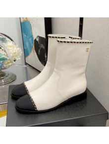 Chanel Lambskin Chain Short Boots 3cm G37826 White 2021