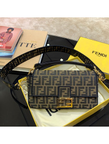 Fendi FF Fabric Medium Baguette Bag Brown/Black 2021