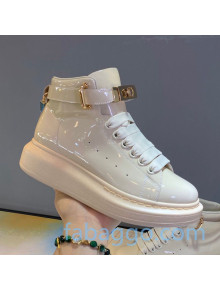 Alexander McQueen Patent Leather Sneakers with Lock Charm White 2020 (For Women and Men)