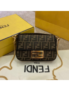 Fendi FF Fabric Mini Baguette Bag Brown/Black 2021