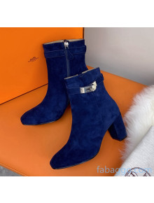 Hermes Suede Saint Germain Ankle Boot With 6.5cm Heel Blue 2020